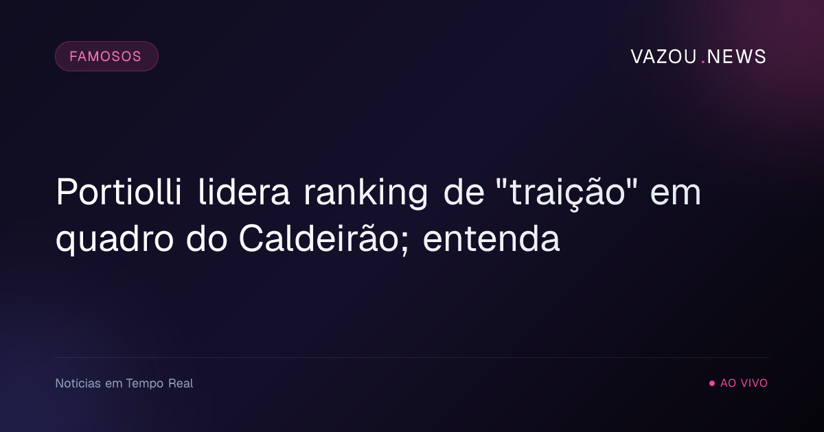 Portiolli lidera ranking de "traição" em quadro do Caldeirão e reage com bom humor