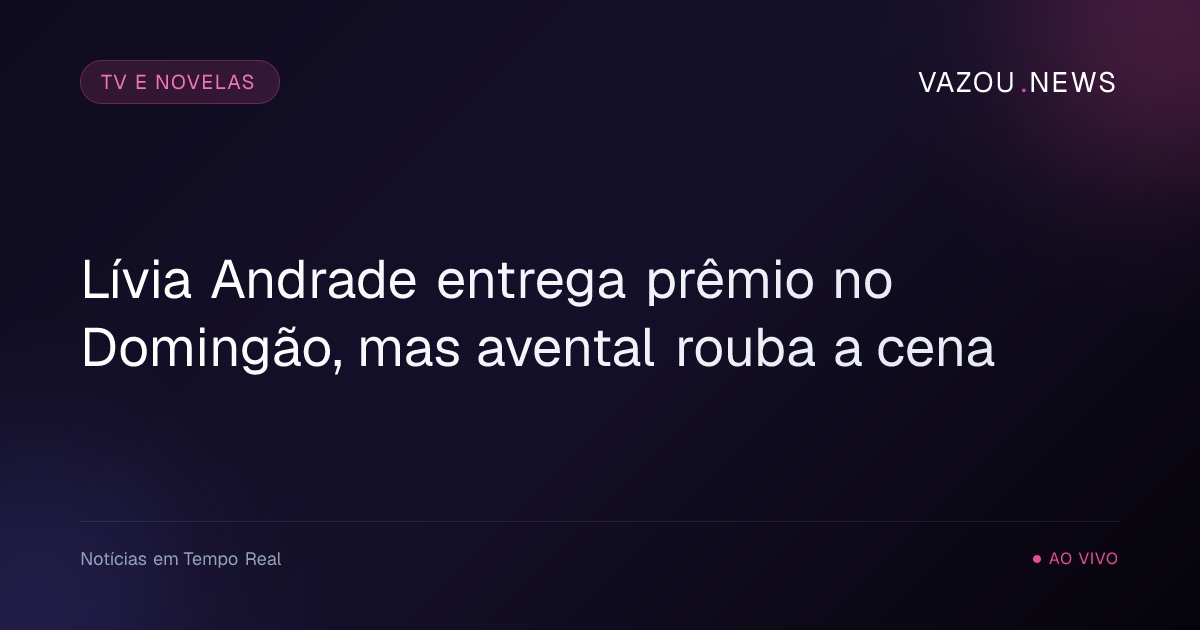Lívia Andrade entrega prêmio no Domingão, mas avental rouba a cena