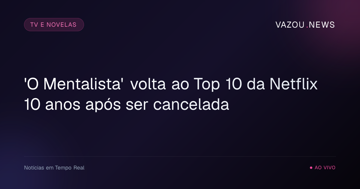 'O Mentalista' volta ao Top 10 da Netflix 10 anos após ser cancelada